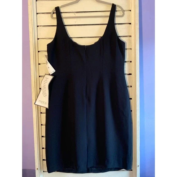 Jones New York Woman’s black dress size 16 sleeveless black lace bead PO w tags - Picture 6 of 16